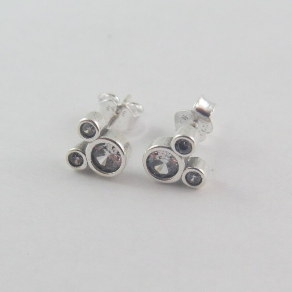 Pandora Mickey Clear Stud Earrings – Sterling Silver (A27)